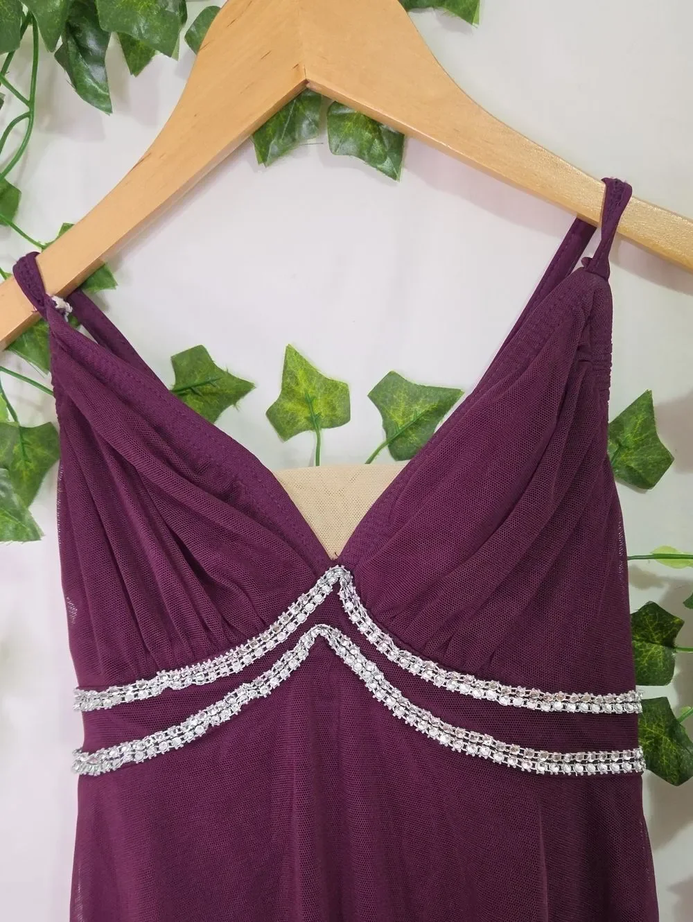 Kelle. Elegant Plum Dance Costume with Embellishments. Size LC. Like New